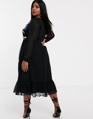 black curve midi dress