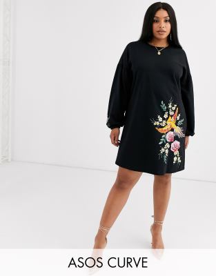 asos curve embroidered dress