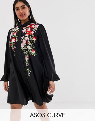 asos curve embroidered dress