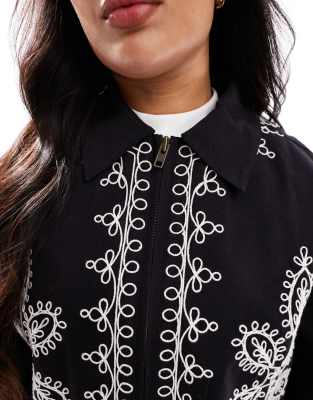 Asos Curve Asos Design Curve Embroidered Top Collar Jacket In Black