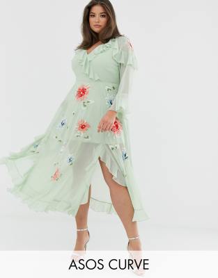 asos curve embroidered dress