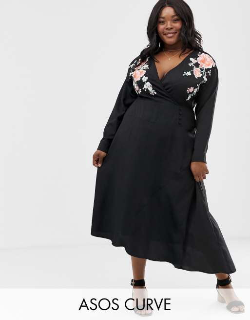 Asos curve store embroidered dress