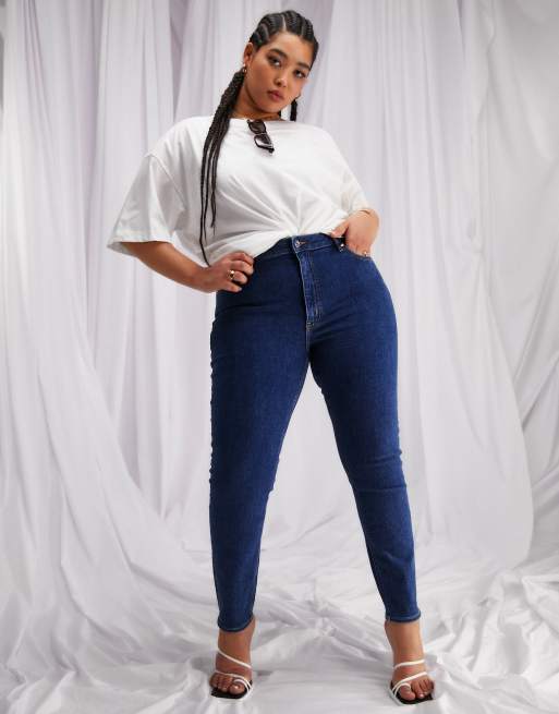 ASOS DESIGN Curve – Enge Jeans in mittlerer Waschung