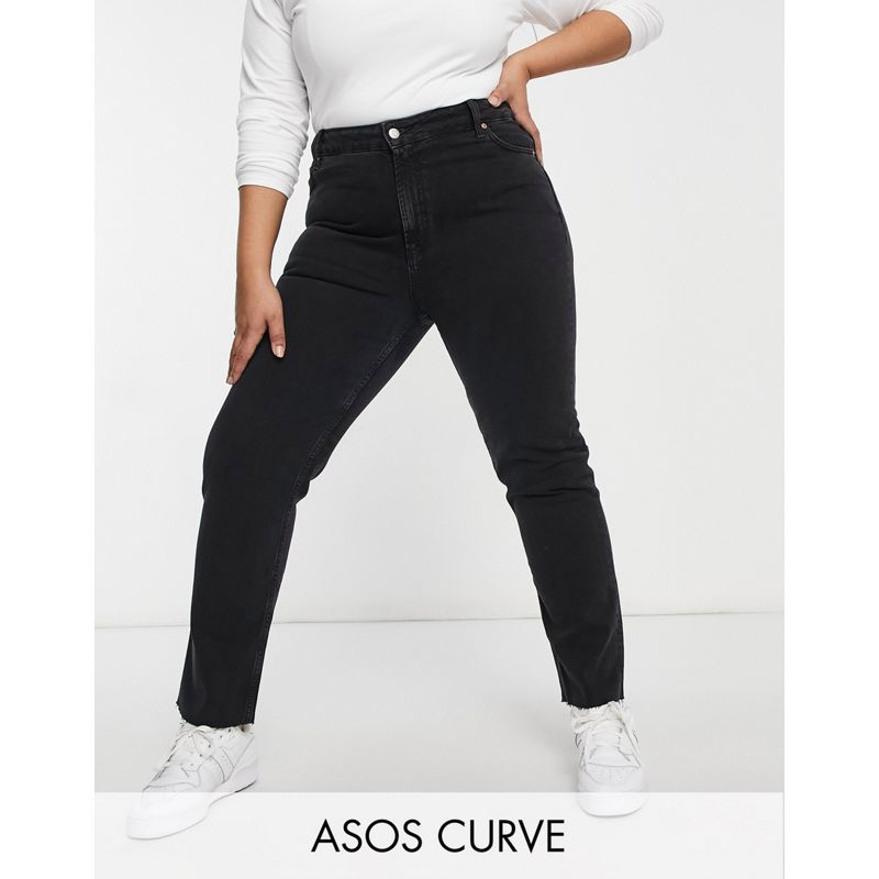 DESIGN Curve – Enge Vintage-Jeans in verwaschenem Schwarz mit mittelhohem Bund