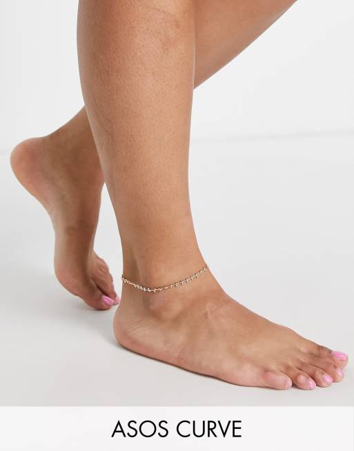 ASOS DESIGN Curve - Enkelbandje met schakels met textuur in goudkleur