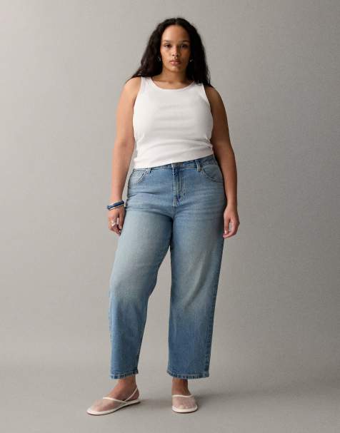 ASOS DESIGN Curve - Enkellange jeans met rechte pijpen en comfort stretch in authentiek middenblauw - view 1