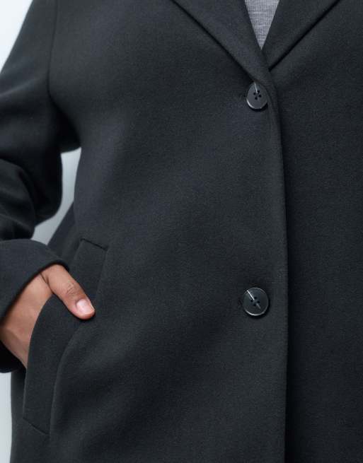 ASOS DESIGN Curve enkelrijige overjas in zwart, 3 van 4