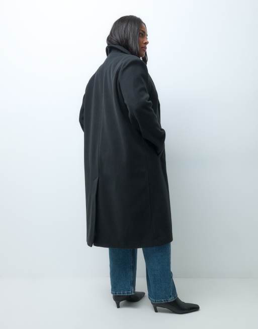 ASOS DESIGN Curve enkelrijige overjas in zwart, 4 van 4