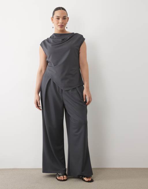 ASOS DESIGN Curve - Ensemble près du corps en sergé - Anthracite, 3 de 3