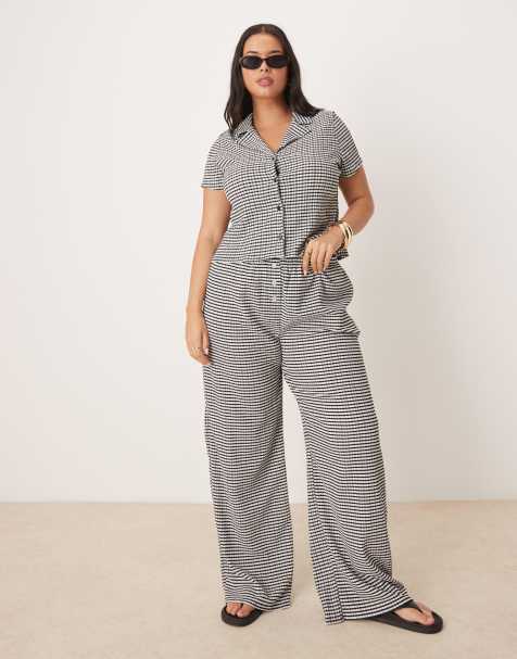 ASOS DESIGN Curve - Ensemble à carreaux vichy - Noir et blanc - view 1