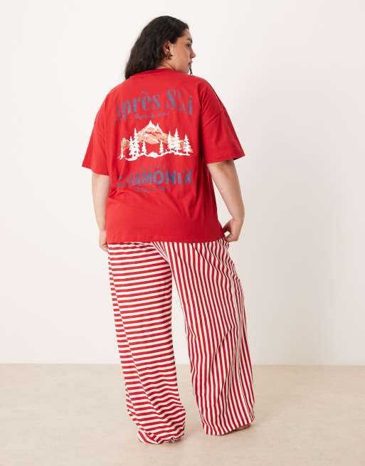 ASOS DESIGN Curve - Ensemble de pyjama avec pantalon ample et t-shirt oversize à imprimé Après-ski, 3 de 4
