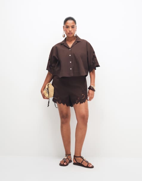 ASOS DESIGN Curve - Ensemble en jean à découpe - Chocolat - view 1