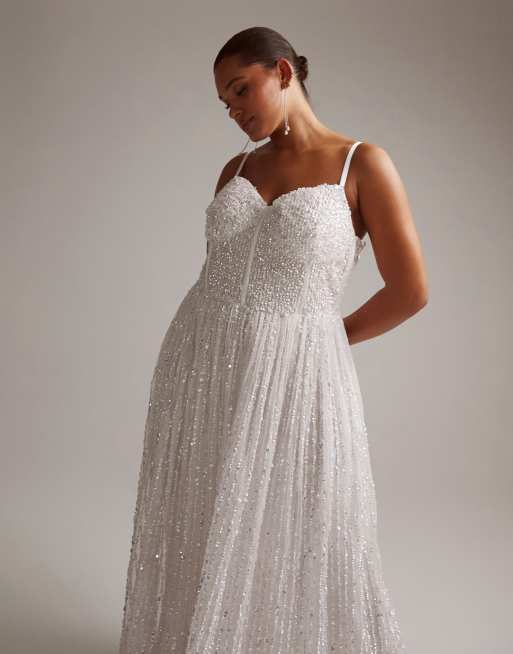 Asos sequin outlet cami wedding dress