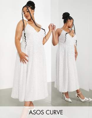 Dresses by ASOS EDITION A round of applause for the dress Plunge neck Embellished details Fixed straps Zip-back fastening Regular fit
