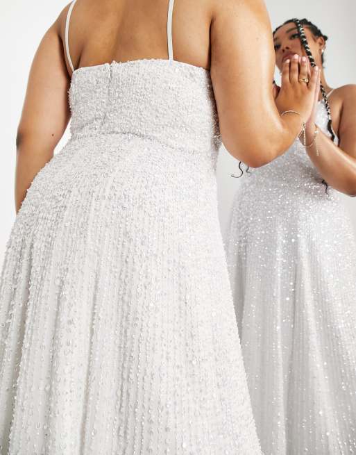 ASOS DESIGN Curve Eva embellished cami midi wedding dress