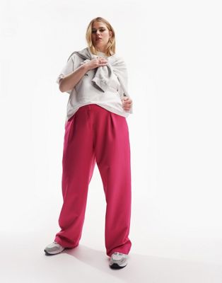 ASOS DESIGN Curve everyday slouchy boy suit trouser in pink - ASOS Price Checker