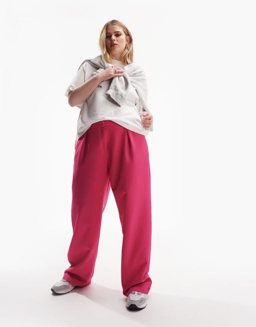 ASOS DESIGN Curve - Everyday - Pantaloni da abito boyfriend extra larghi color pietra