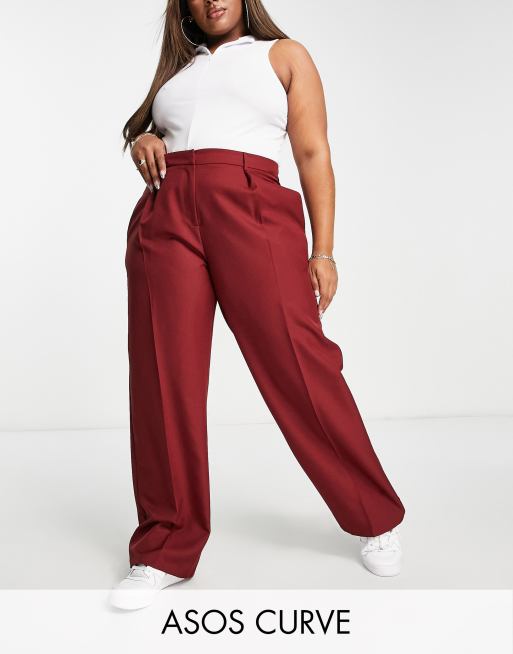 ASOS DESIGN Curve everyday slouchy boy pants in bordeaux