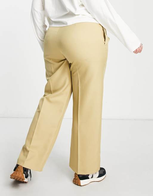 ASOS DESIGN Curve everyday slouchy boy pants in stone, 2 of 4