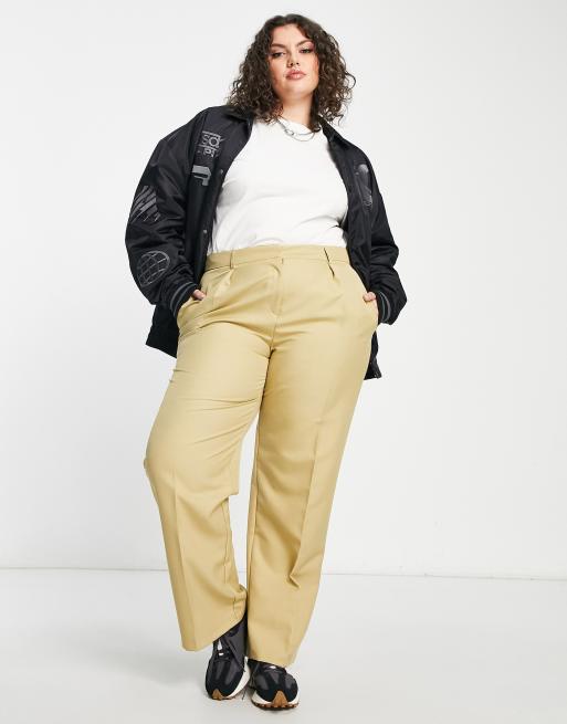ASOS DESIGN Curve everyday slouchy boy pants in stone, 4 of 4