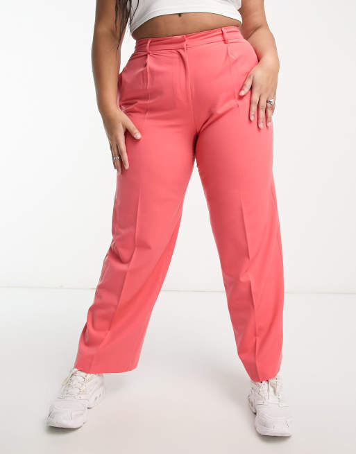 ASOS DESIGN Curve everyday slouchy boy trousers in coral