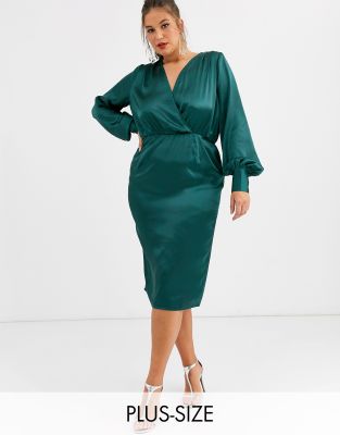 long sleeve satin midi