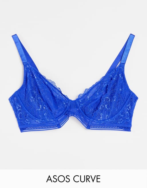 ASOS DESIGN Curve Exclusive Hailey lace and geo elastic bra in