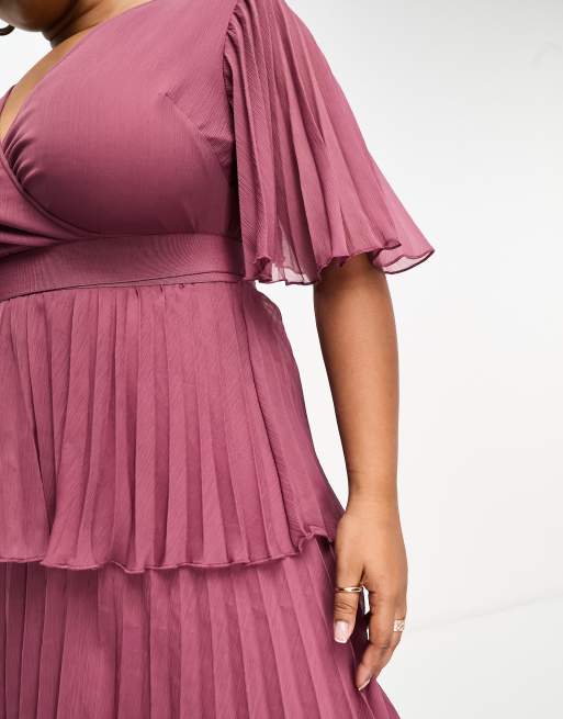 Asos design curve kimono hot sale pleated maxi skater dress