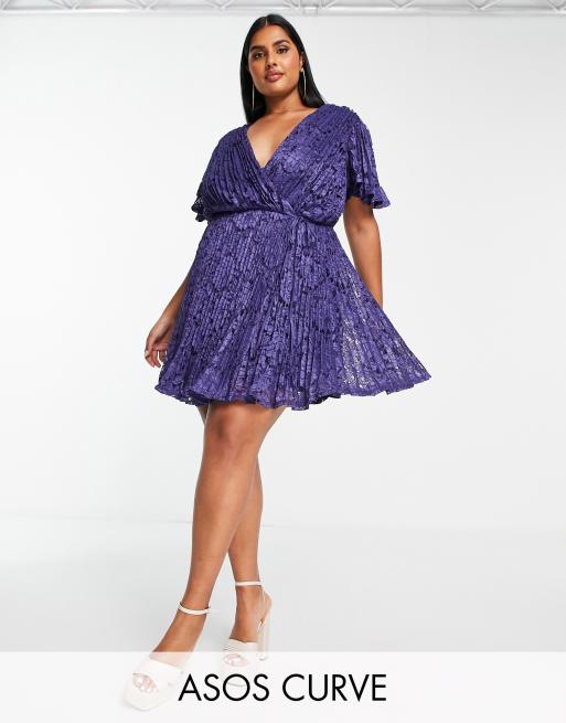 ASOS DESIGN Curve lace midi dress in cobalt blue