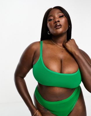 ASOS DESIGN Curve Exclusive Maddy clean mesh crop bralette in green