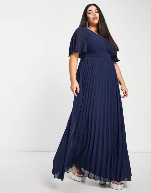 Asos design curve kimono pleated maxi skater on sale dress