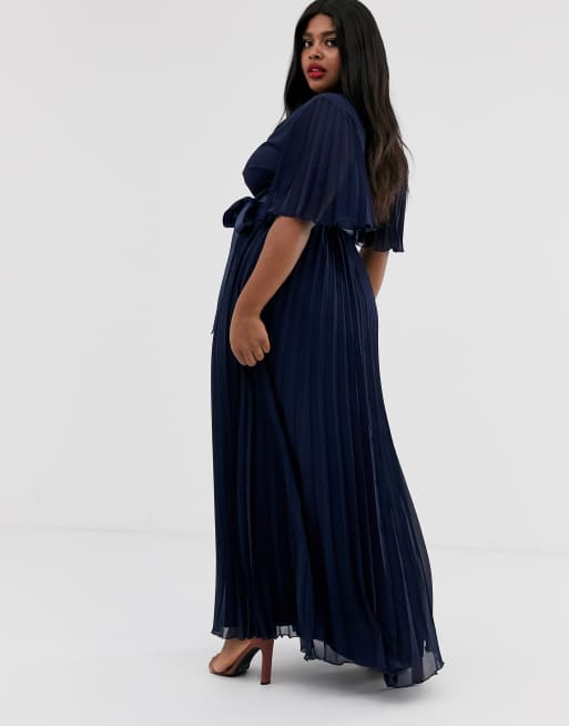 Asos design curve top kimono pleated maxi dress