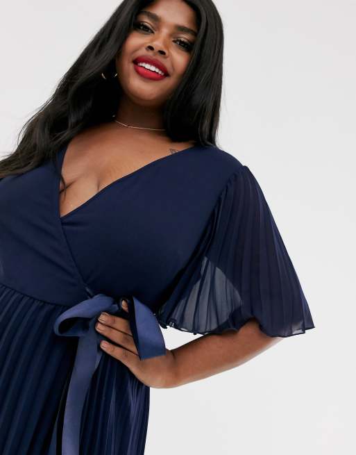 Asos design curve kimono pleated best sale maxi dress