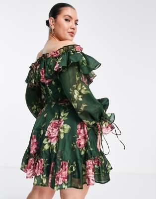 off shoulder dress flower