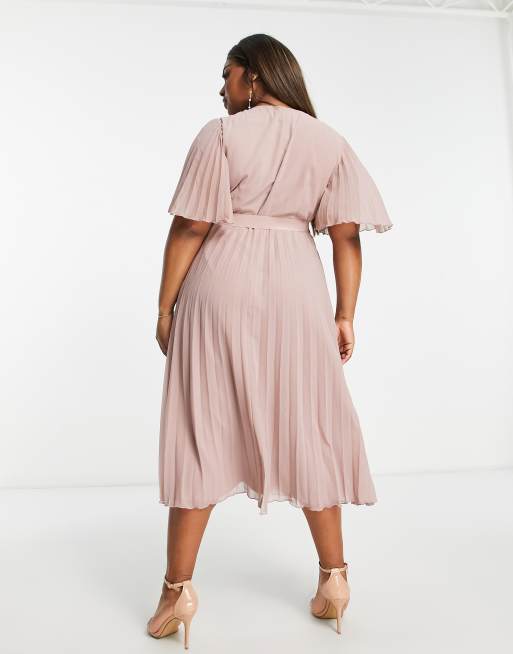 Asos design kimono sleeve sash shop midi dress in soft jacquard