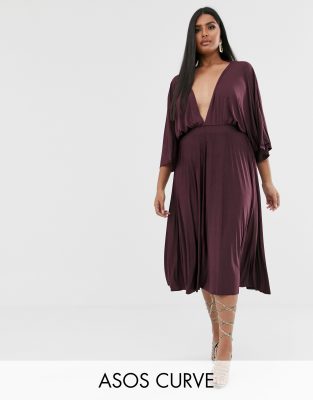 slinky kimono midi dress