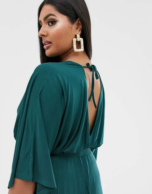 ASOS DESIGN Curve Exclusive Pleated Slinky Kimono Midi Dress ASOS