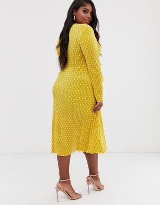 asos yellow polka dot dress
