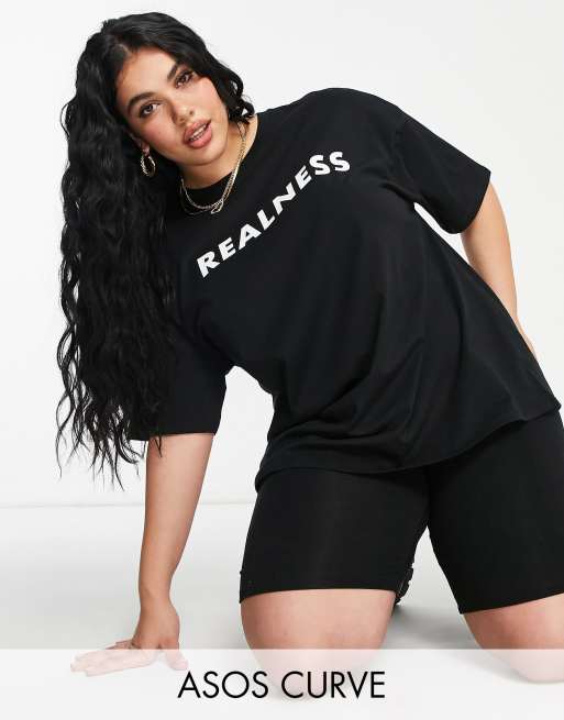 ASOS DESIGN Curve exclusive realness oversized t-shirt in black | ASOS