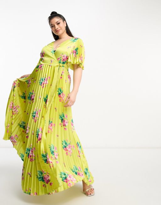 Asos design maxi dress with linear outlet sequin and yellow floral beading