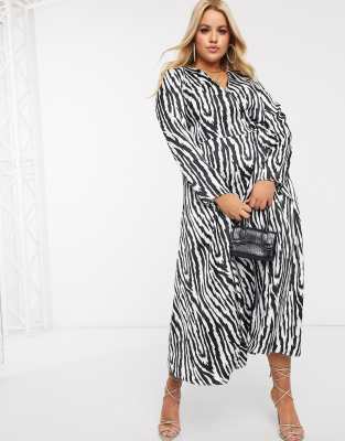 zebra print satin dress