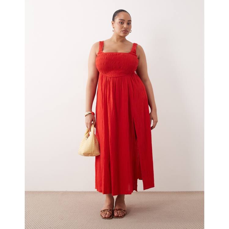 asos shirred maxi dress ASOS DESIGN shirred maxi dress with contrast stitching in white