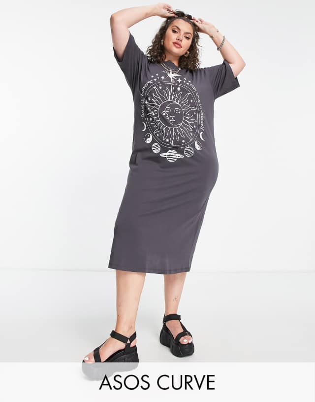 ASOS DESIGN Curve exclusive solstice midi t-shirt dress