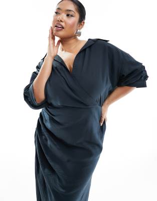 Charcoal Grey Wrap Dress