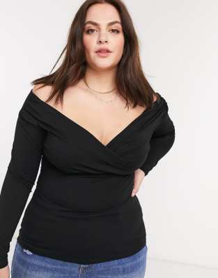 asos black bardot top