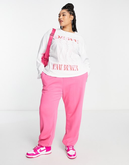 ASOS DESIGN Curve - Exclusives - T-shirt met 'Love, game, heartbreaker' print in wit 