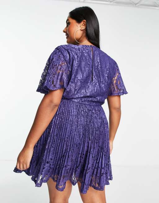 Asos robe outlet bleu marine dentelle