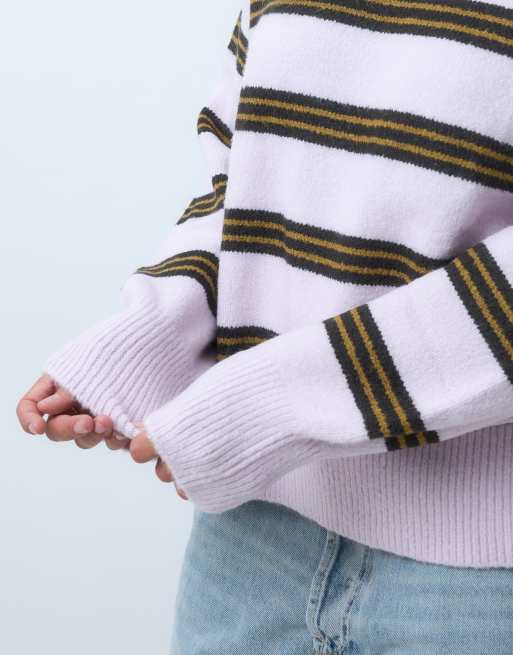 ASOS DESIGN Curve exposed seam relaxed sweater in lilac stripe, 5 of 5
