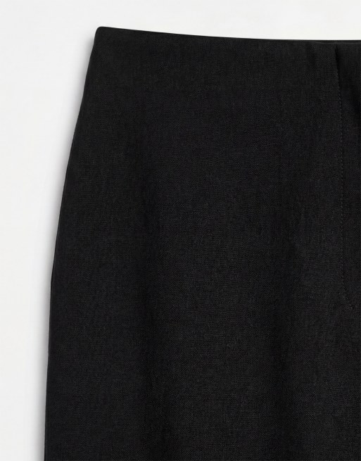 ASOS DESIGN Curve - Falda pantalón negra de estilo depurado de tejido efecto lino, 8 de 9