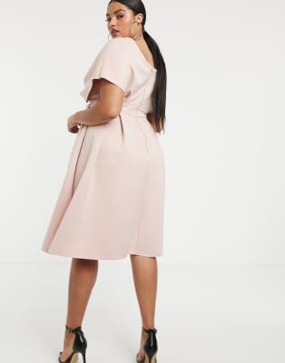 asos design fallen shoulder prom dress with tie detail